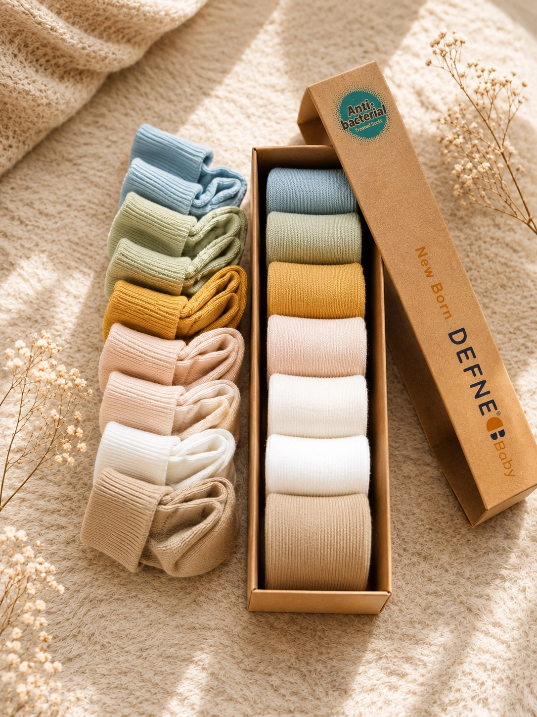 Defne Newborn Antibacterial 6’lı Çorap Set