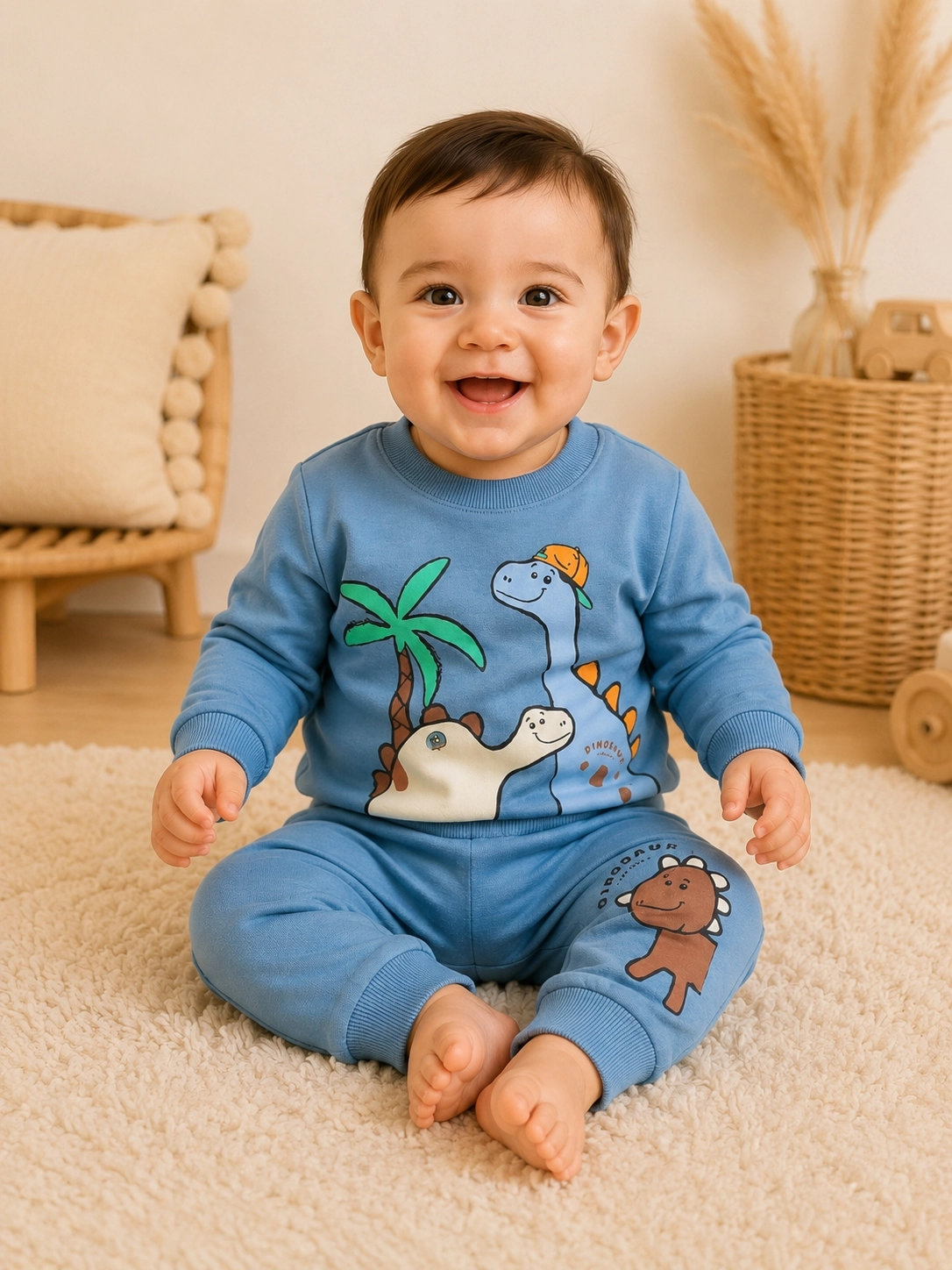 Tuffy Kids Dinozor Desenli Erkek Bebek 2’li Takım