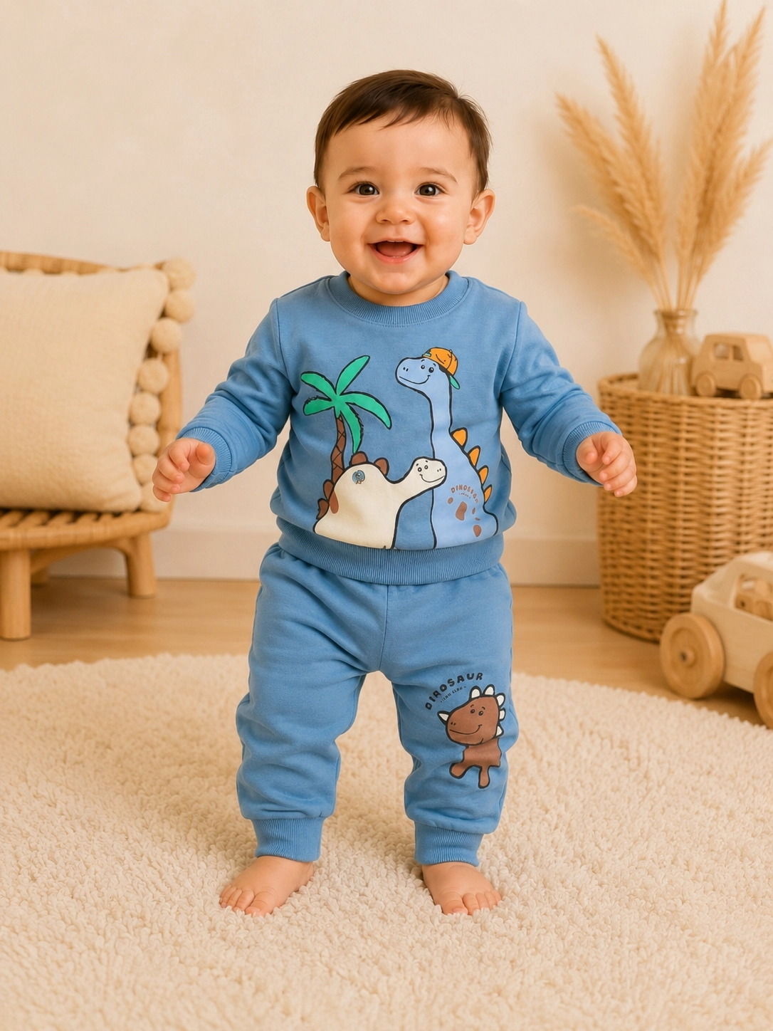 Tuffy Kids Dinozor Desenli Erkek Bebek 2’li Takım