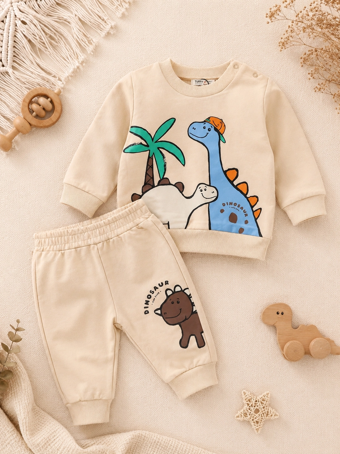 Tuffy Kids Dinozor Desenli Erkek Bebek 2’li Takım