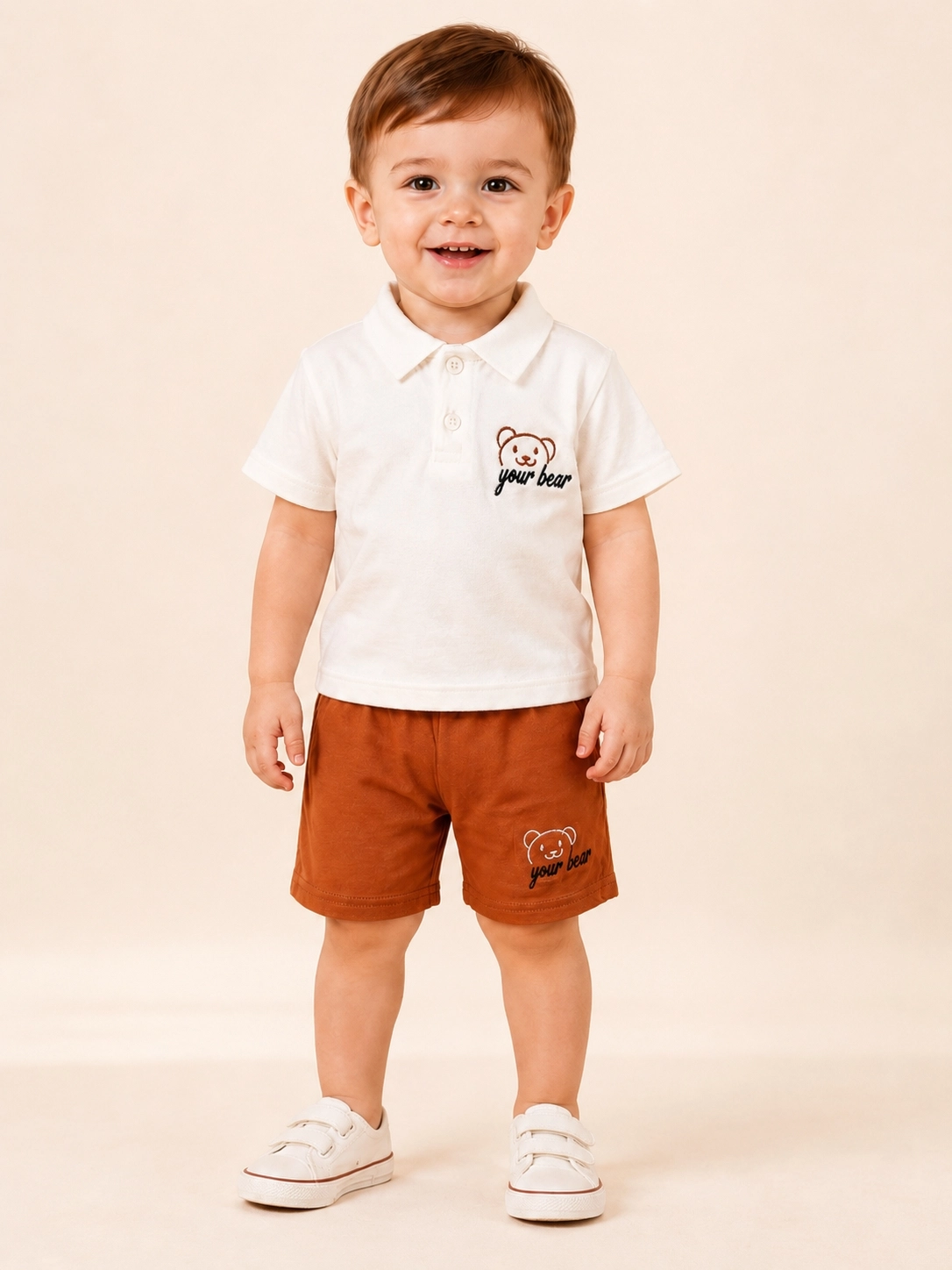 CLUP POLO AYICIKLI YOUR BEAR ERKEK POLO YAKA TİŞÖRT-ŞORT ALT ÜST ERKEK BEBEK/ÇOCUK 9-24 AY TAKIM