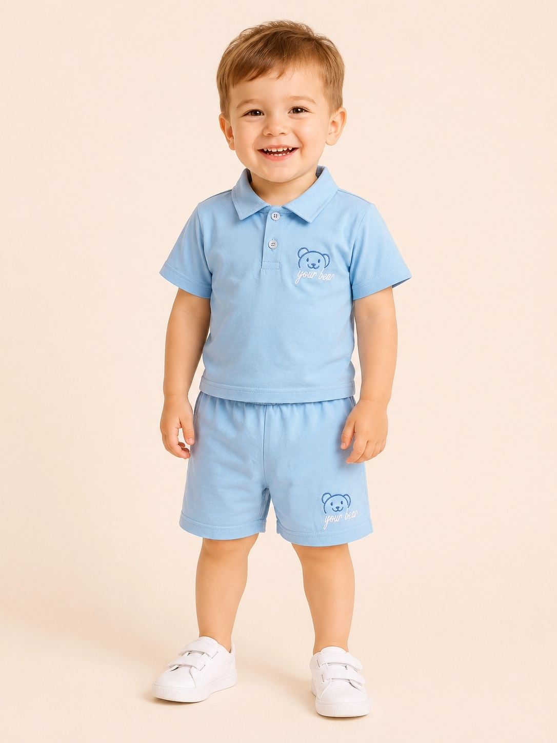 CLUP POLO AYICIKLI YOUR BEAR ERKEK POLO YAKA TİŞÖRT-ŞORT ALT ÜST ERKEK BEBEK/ÇOCUK 9-24 AY TAKIM