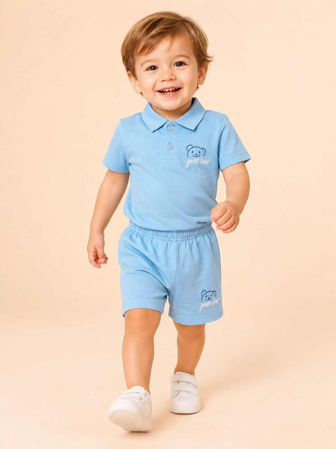 CLUP POLO AYICIKLI YOUR BEAR ERKEK POLO YAKA TİŞÖRT-ŞORT ALT ÜST ERKEK BEBEK/ÇOCUK 9-24 AY TAKIM