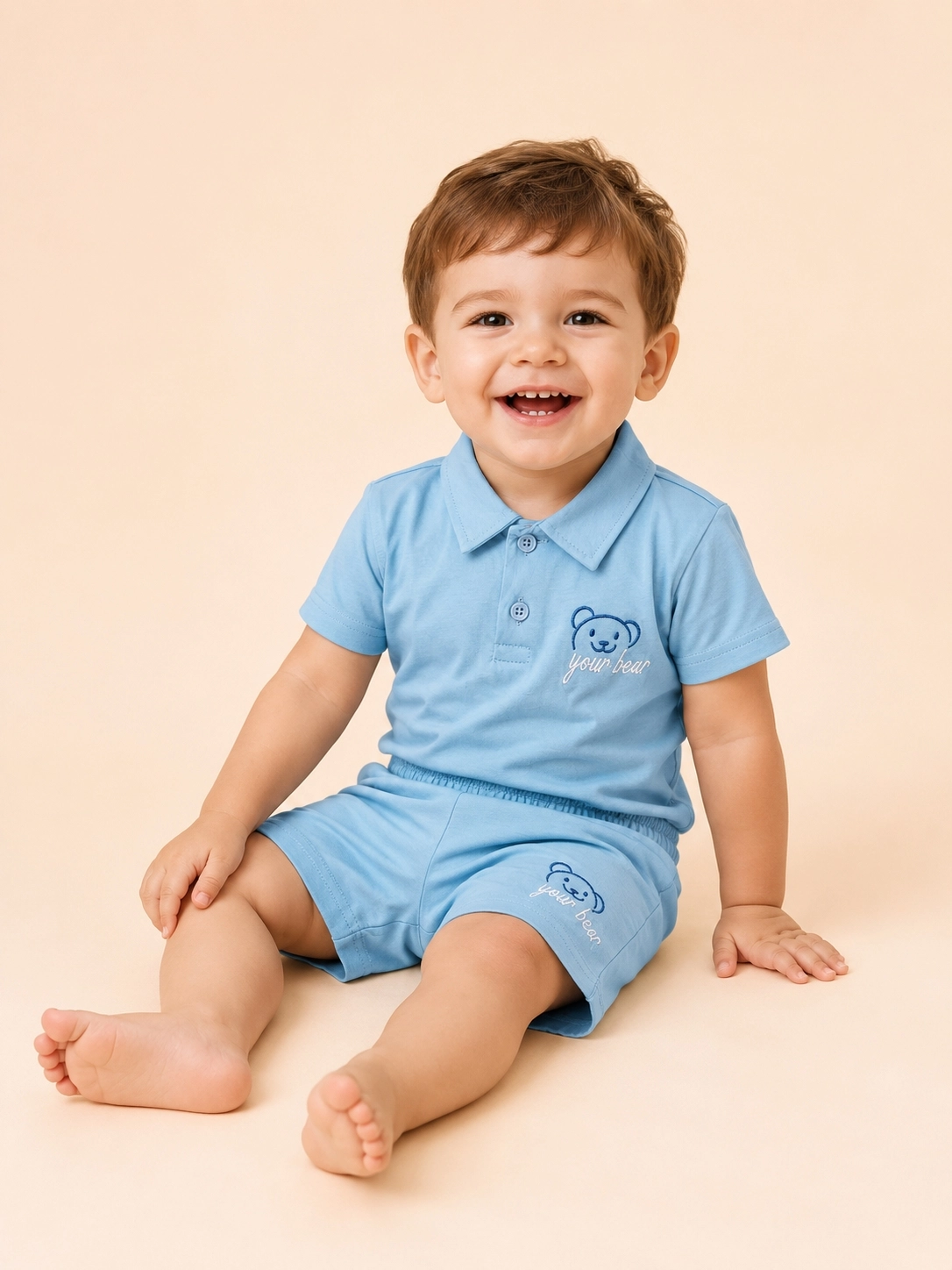 CLUP POLO AYICIKLI YOUR BEAR ERKEK POLO YAKA TİŞÖRT-ŞORT ALT ÜST ERKEK BEBEK/ÇOCUK 9-24 AY TAKIM