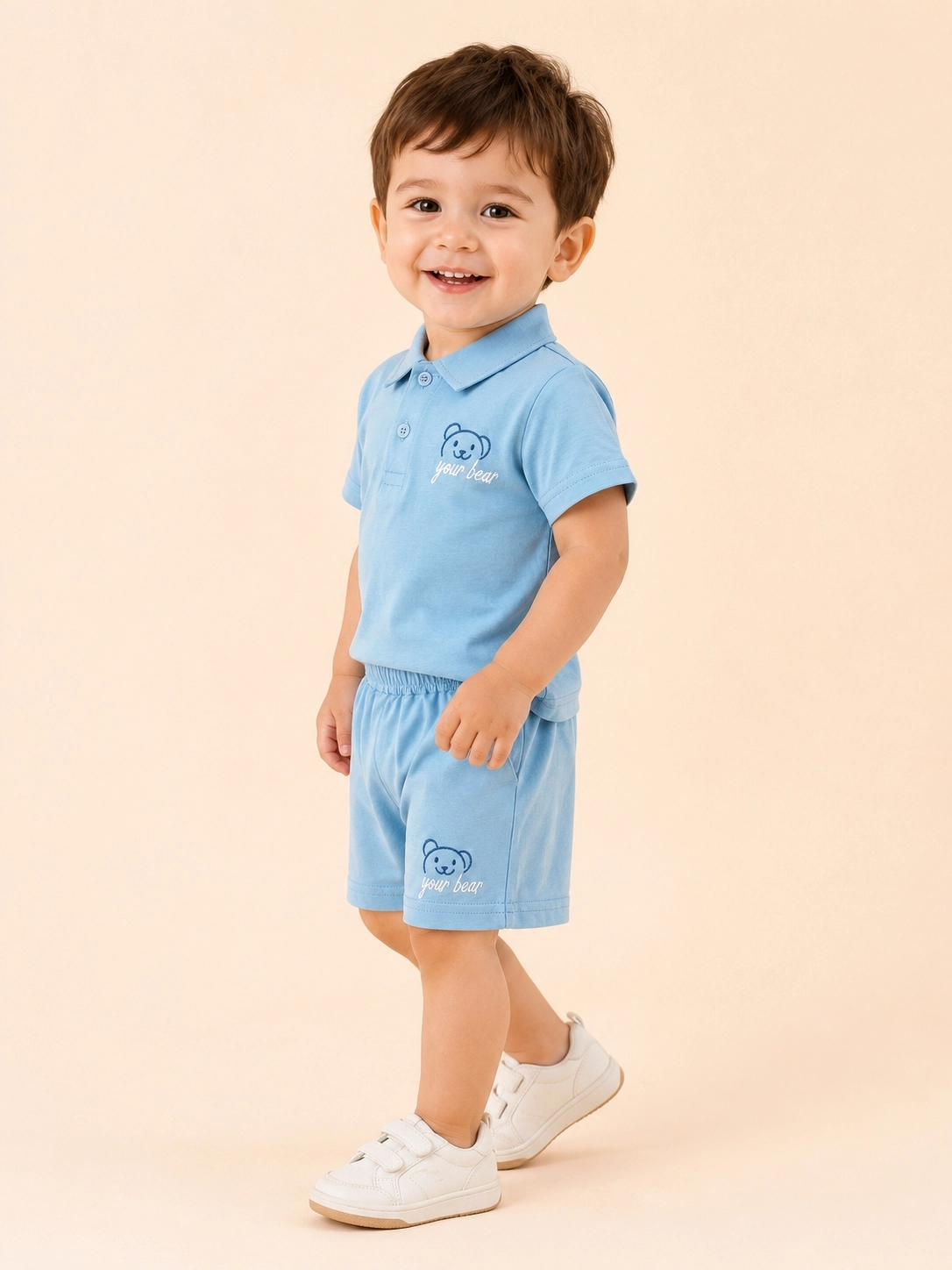 CLUP POLO AYICIKLI YOUR BEAR ERKEK POLO YAKA TİŞÖRT-ŞORT ALT ÜST ERKEK BEBEK/ÇOCUK 9-24 AY TAKIM