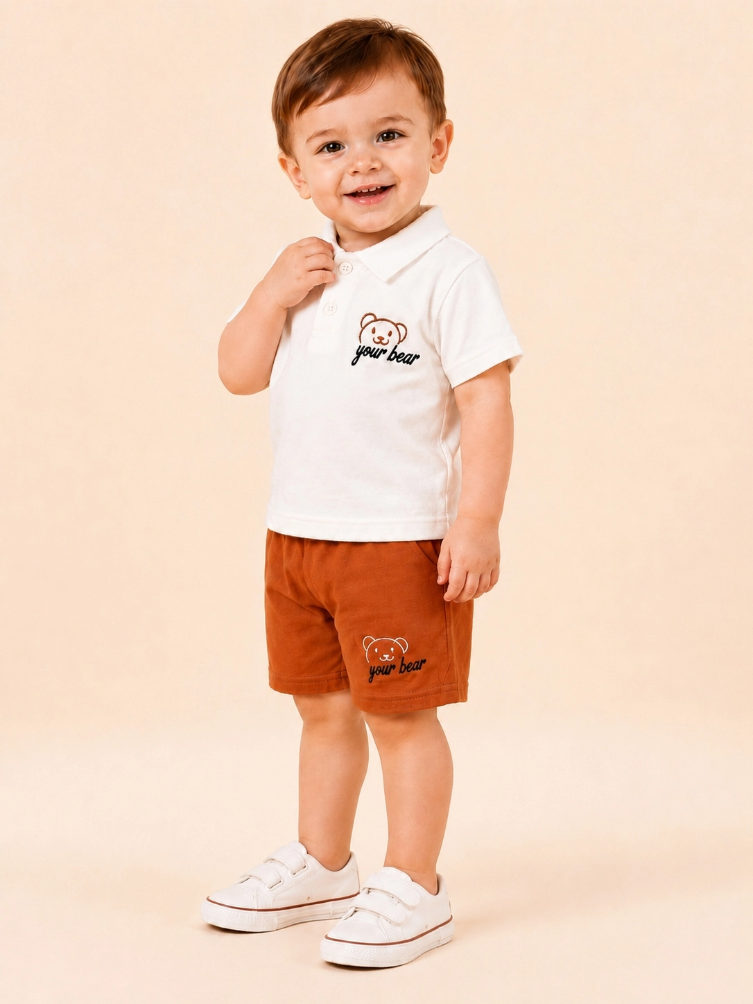 CLUP POLO AYICIKLI YOUR BEAR ERKEK POLO YAKA TİŞÖRT-ŞORT ALT ÜST ERKEK BEBEK/ÇOCUK 9-24 AY TAKIM