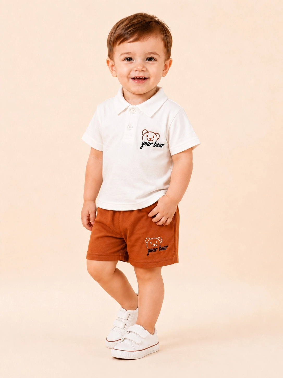CLUP POLO AYICIKLI YOUR BEAR ERKEK POLO YAKA TİŞÖRT-ŞORT ALT ÜST ERKEK BEBEK/ÇOCUK 9-24 AY TAKIM