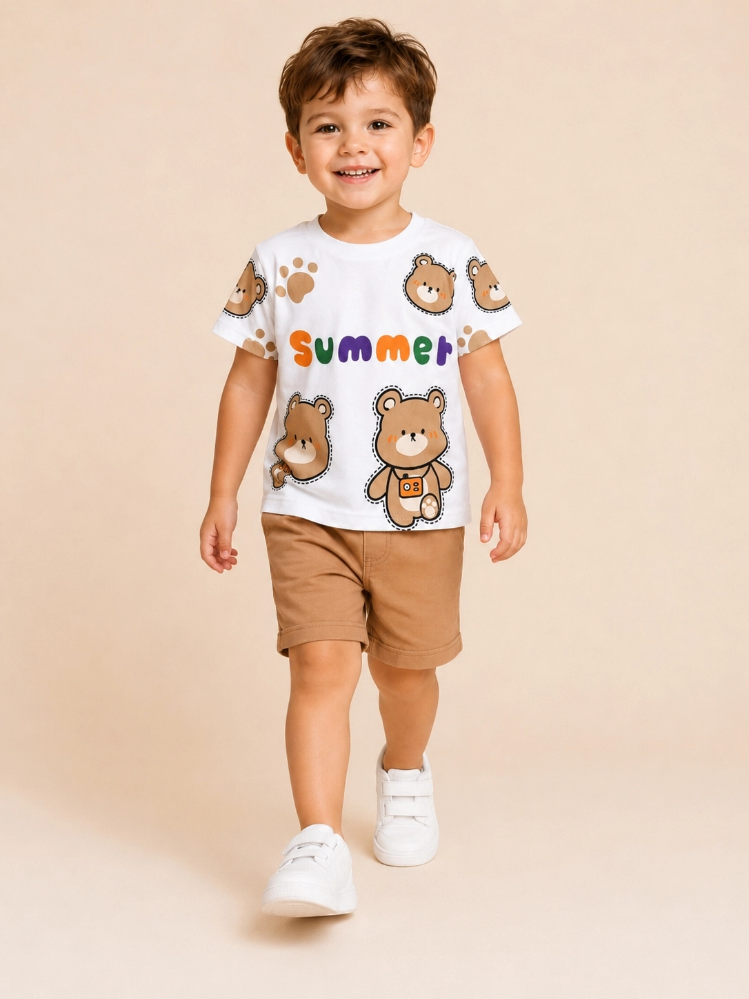 BICIR 1-4 YAŞ SUMMER BASKILI TİŞÖRT-ŞORT ERKEK BEBEK/ÇOCUK TAKIM