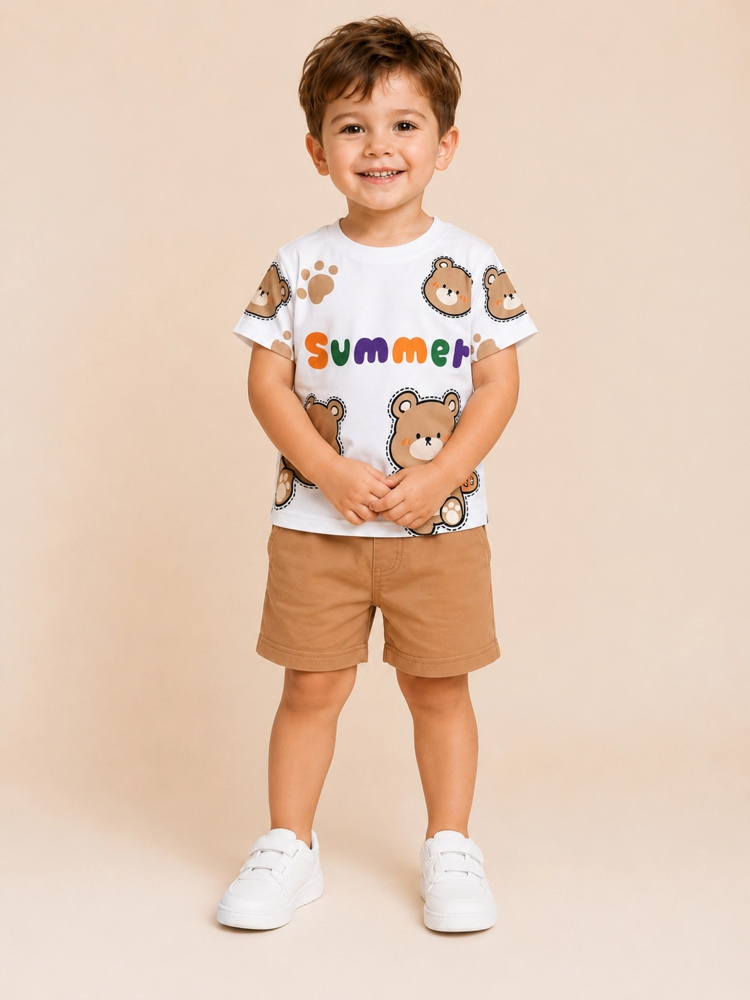 BICIR 1-4 YAŞ SUMMER BASKILI TİŞÖRT-ŞORT ERKEK BEBEK/ÇOCUK TAKIM