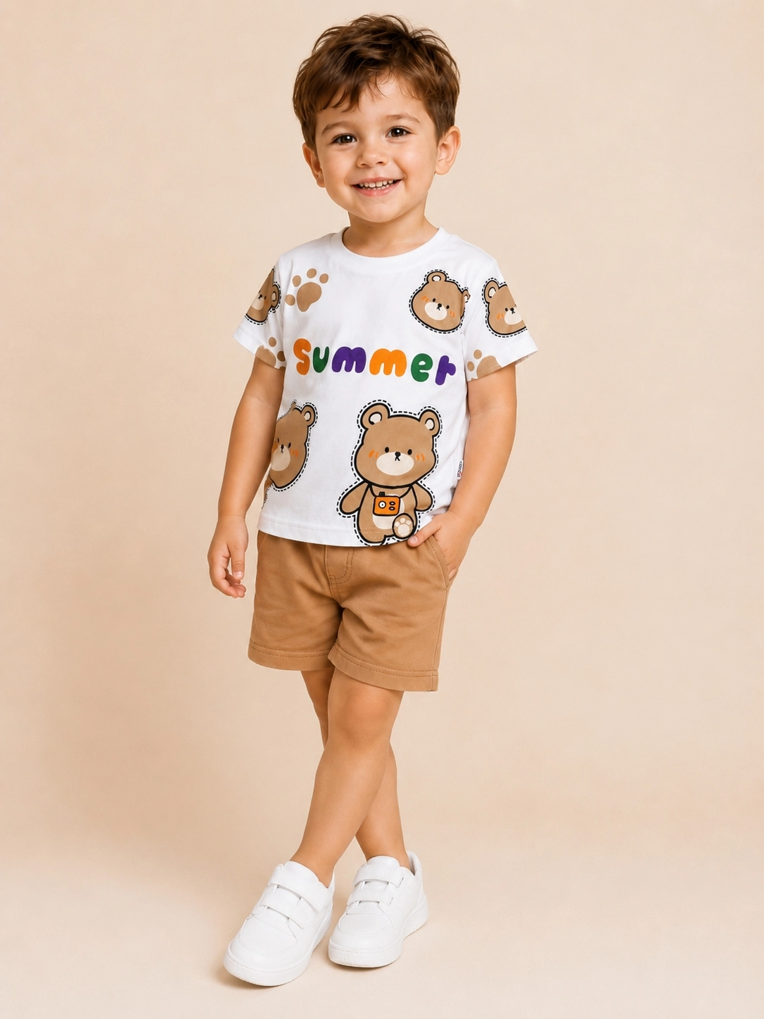 BICIR 1-4 YAŞ SUMMER BASKILI TİŞÖRT-ŞORT ERKEK BEBEK/ÇOCUK TAKIM