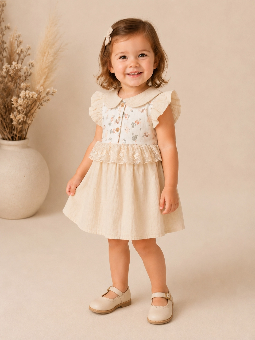 Bebezade 6-24 Ay Rabbit Desenli Kız Bebek Elbise