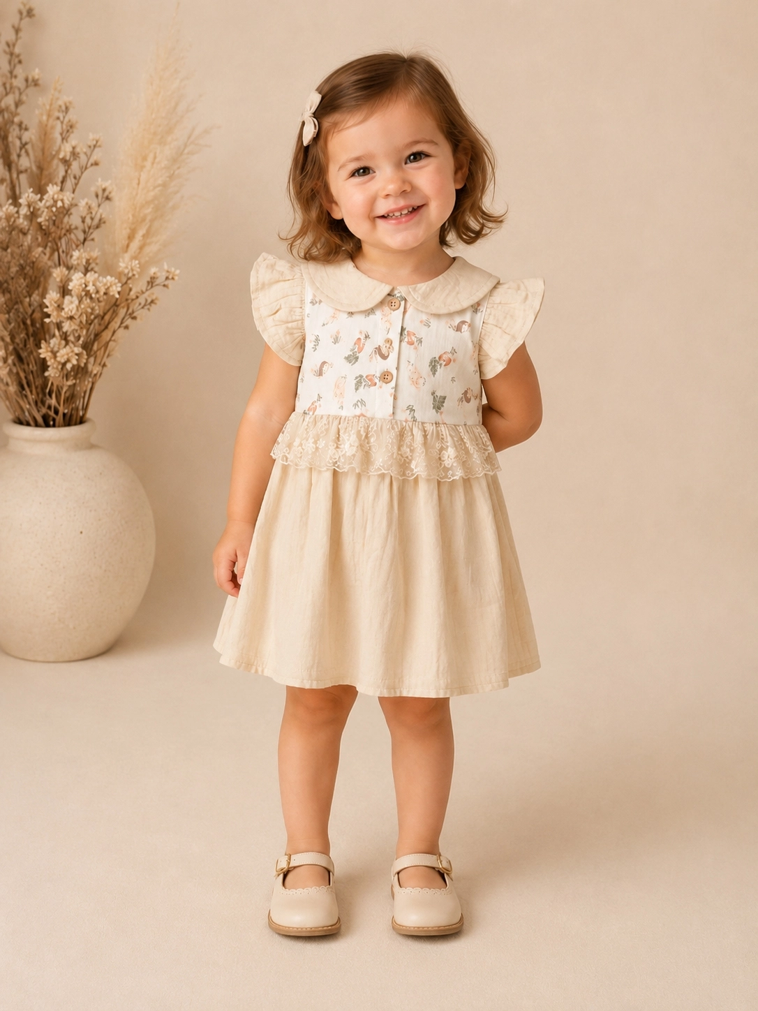 Bebezade 6-24 Ay Rabbit Desenli Kız Bebek Elbise