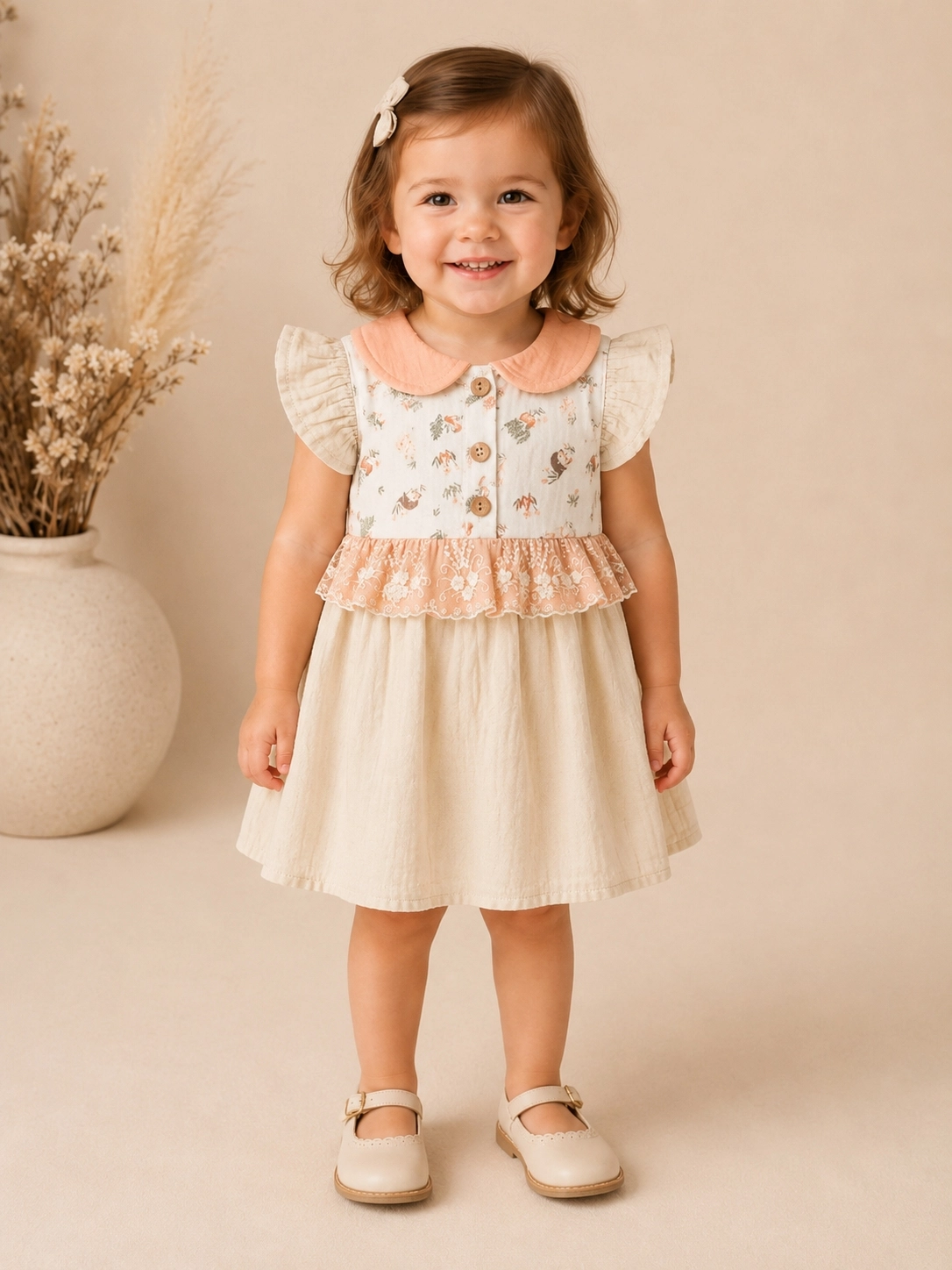 Bebezade 6-24 Ay Rabbit Desenli Kız Bebek Elbise