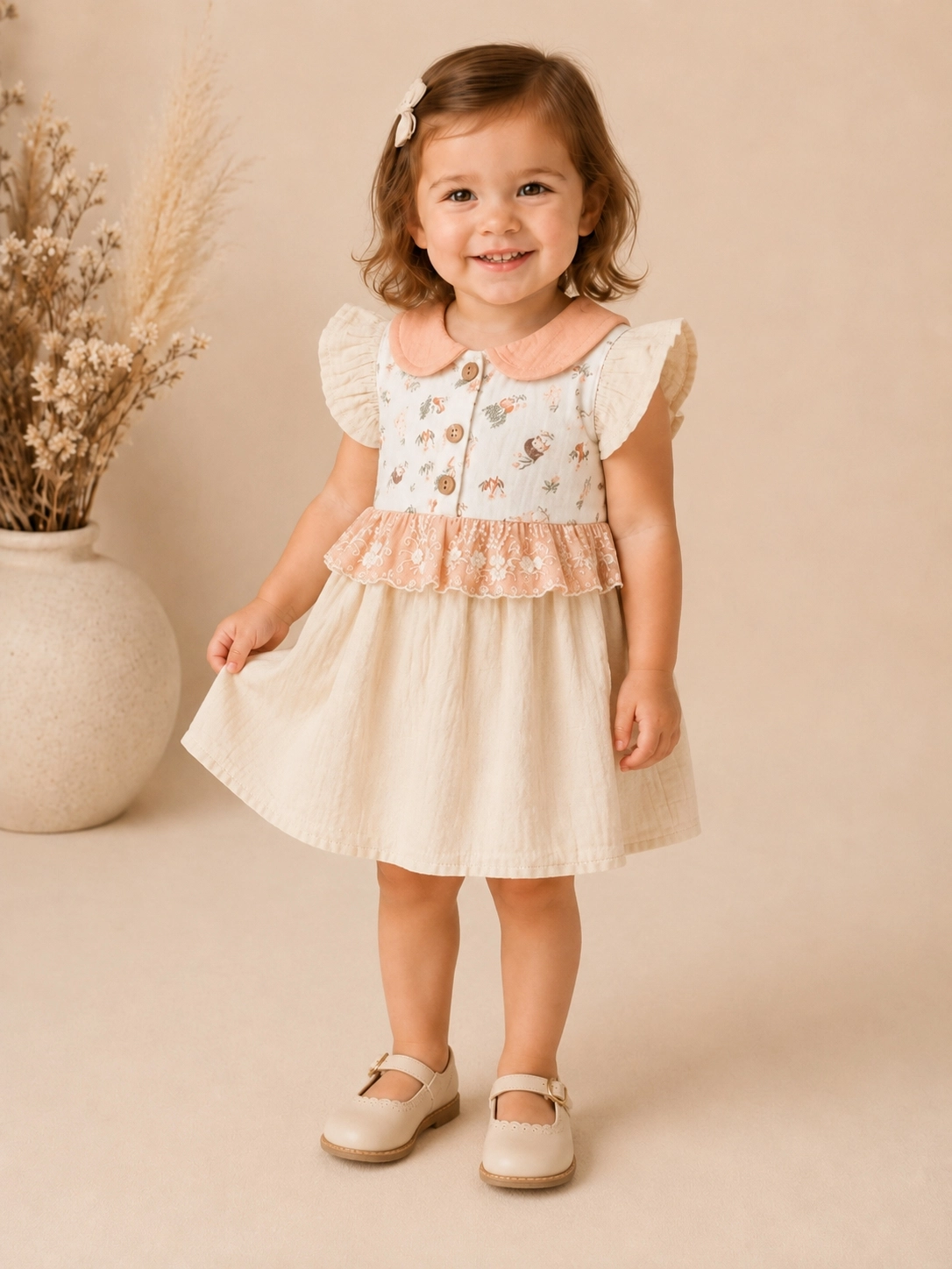 Bebezade 6-24 Ay Rabbit Desenli Kız Bebek Elbise