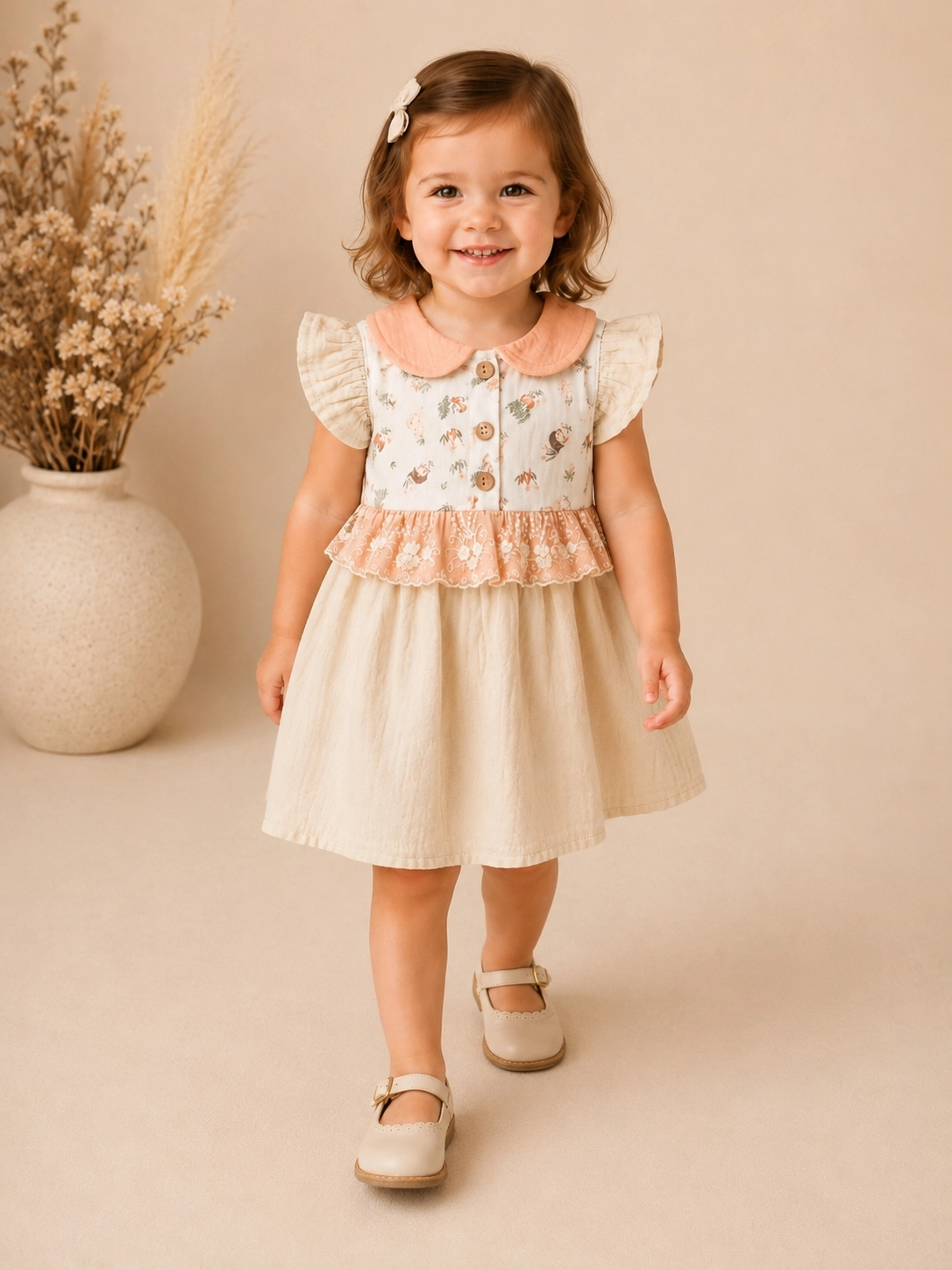 Bebezade 6-24 Ay Rabbit Desenli Kız Bebek Elbise