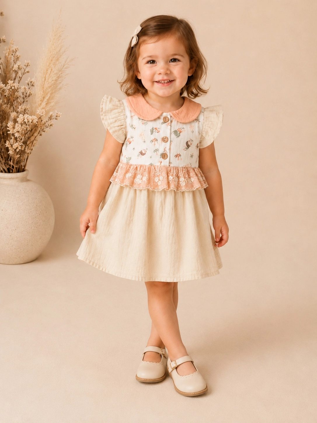 Bebezade 6-24 Ay Rabbit Desenli Kız Bebek Elbise