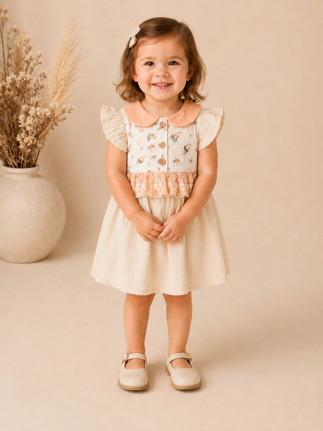 Bebezade 6-24 Ay Rabbit Desenli Kız Bebek Elbise