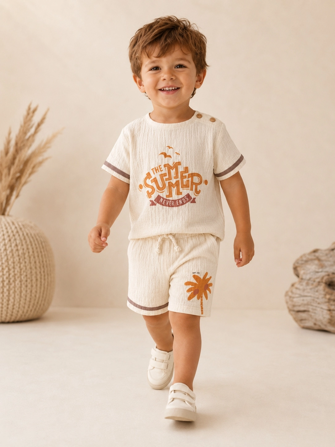 HİPPİL SUMMER BASKILI YAZLIK 6-18 AY ERKEK BEBEK TİŞÖRT-ŞORT ALT ÜST TAKIM