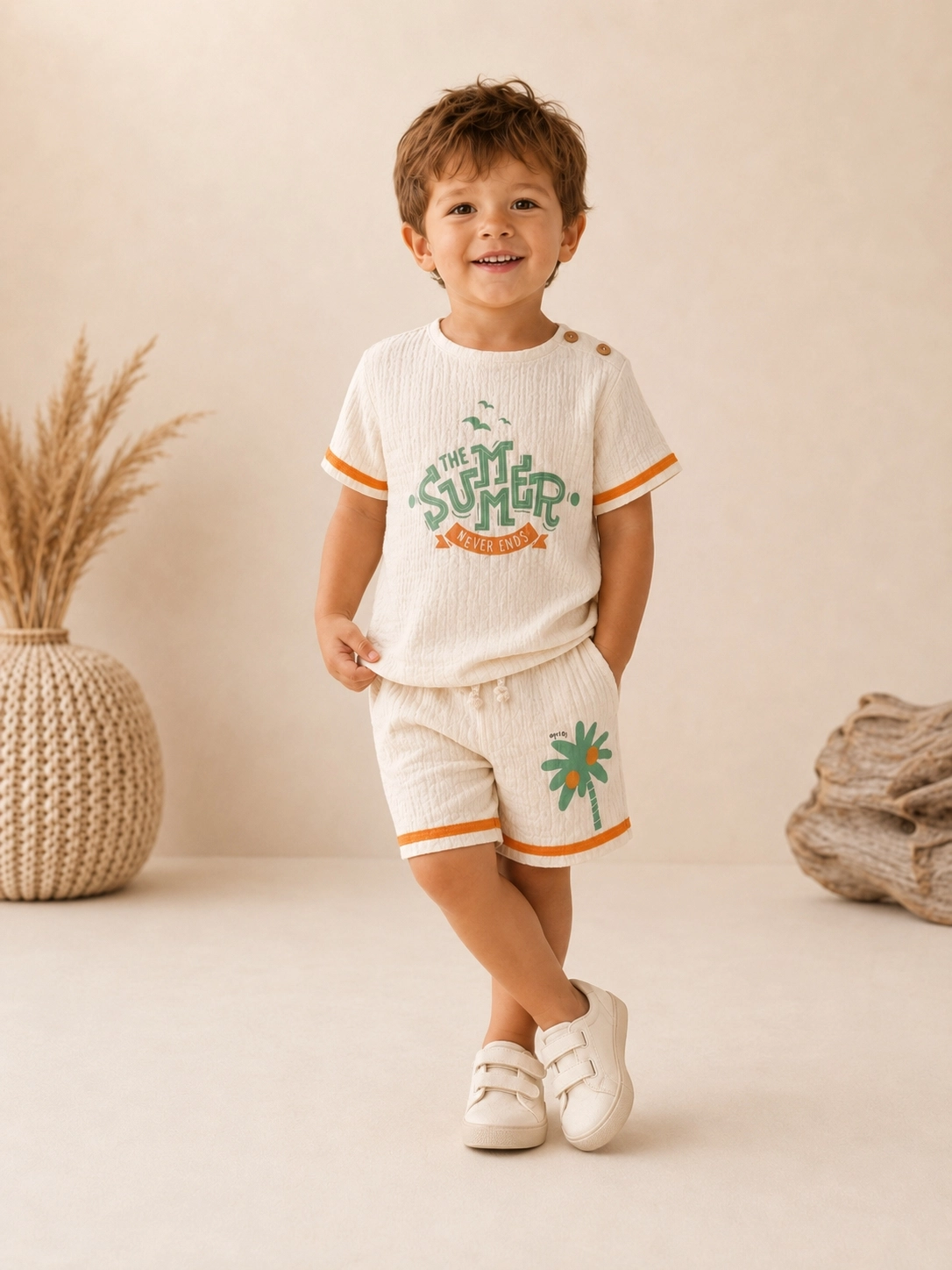 HİPPİL SUMMER BASKILI YAZLIK 6-18 AY ERKEK BEBEK TİŞÖRT-ŞORT ALT ÜST TAKIM