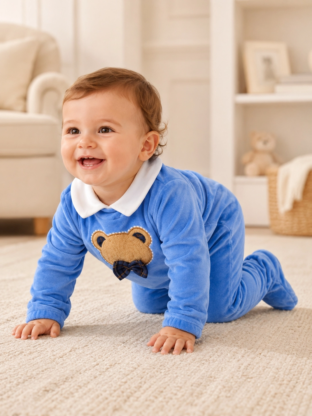 Cassiope Ayıcıklı Erkek Bebek Takımı – Soft Mavi | BebeGross
