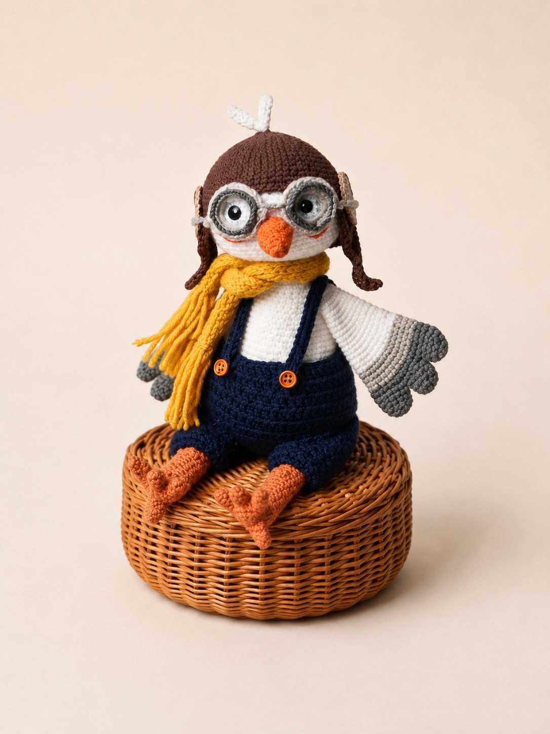HUBUSH El Yapımı Pilot Leylek Amigurumi Oyuncak