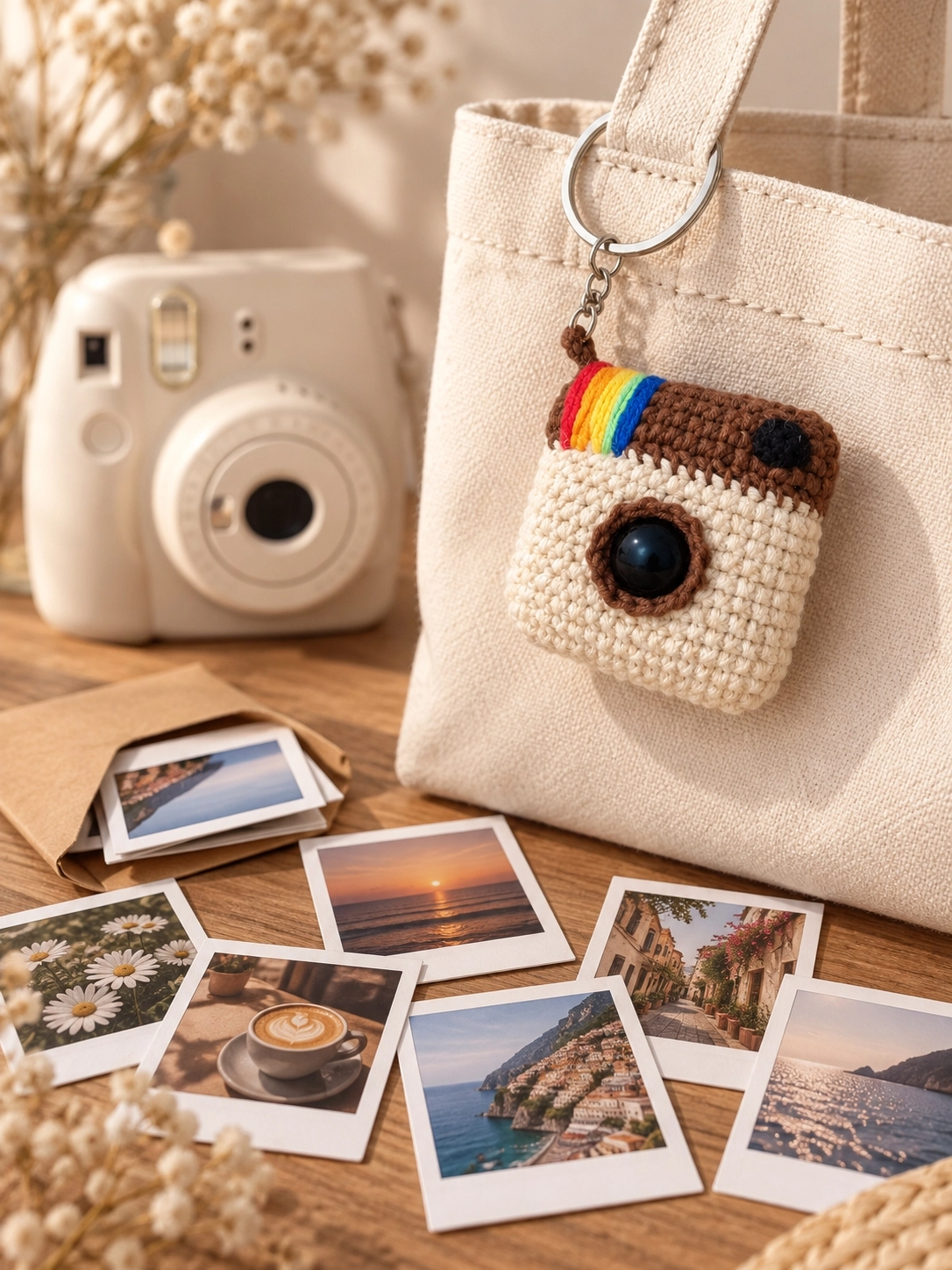 Hubush El Yapımı Kamera Anahtarlık 6 Mini Fotoğraflı Temalı Hediye Seti