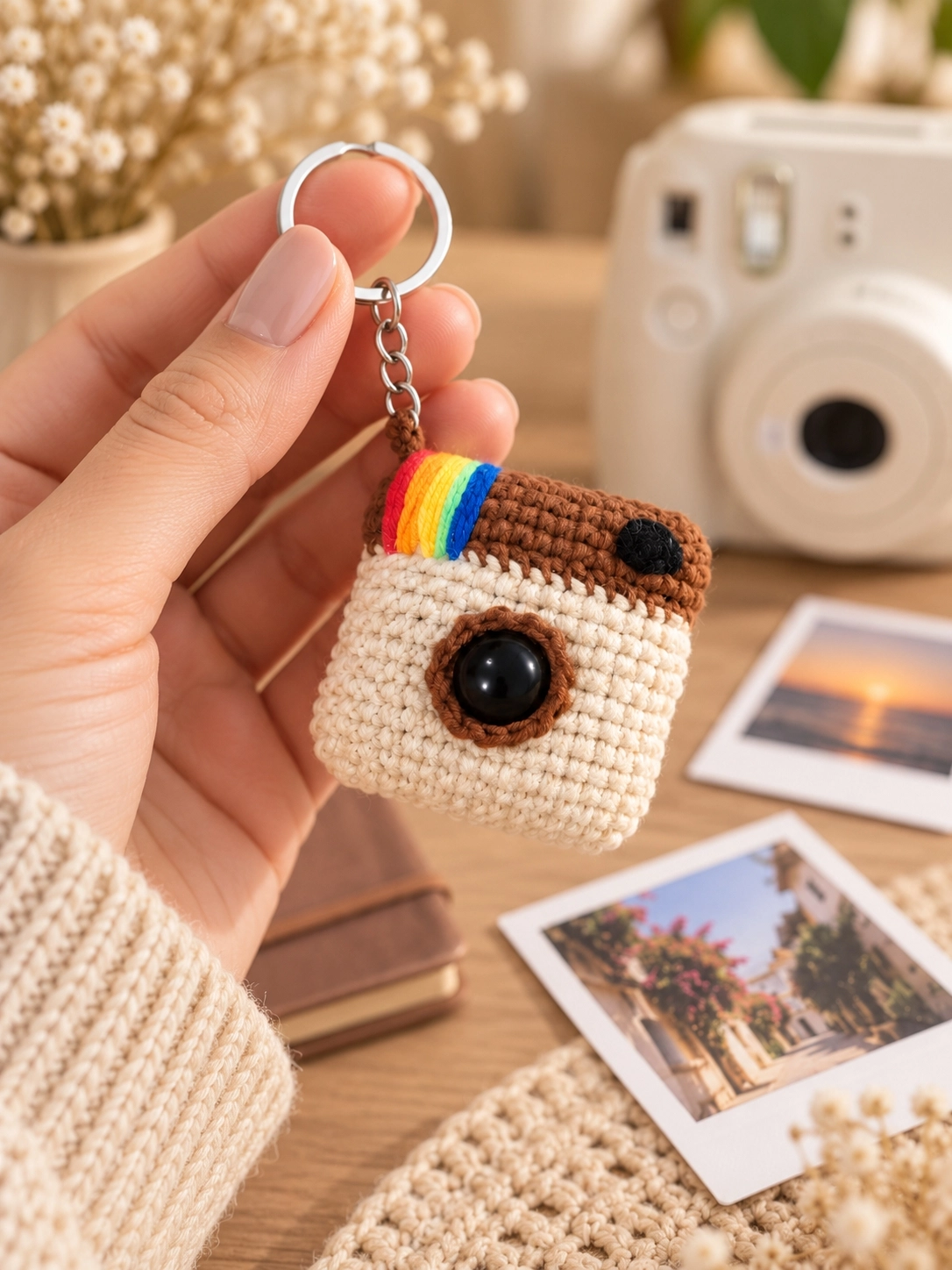 Hubush El Yapımı Kamera Anahtarlık 6 Mini Fotoğraflı Temalı Hediye Seti