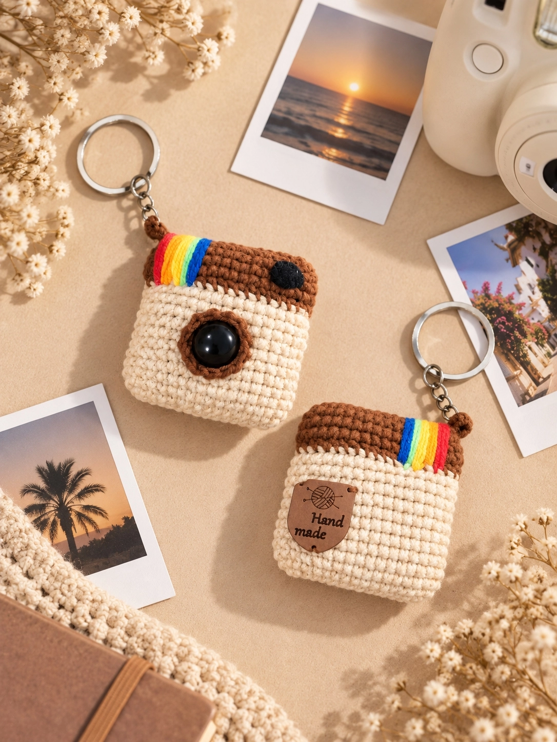 Hubush El Yapımı Kamera Anahtarlık 6 Mini Fotoğraflı Temalı Hediye Seti