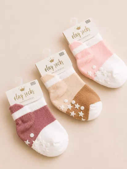 Olay Socks 6-12 Ay 3’lü Mix Bebek Çorap 
