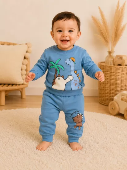 Tuffy Kids Dinozor Desenli Erkek Bebek 2’li Takım