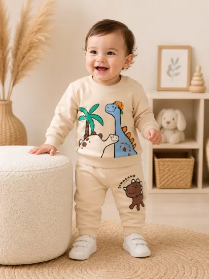 Tuffy Kids Dinozor Desenli Erkek Bebek 2’li Takım 