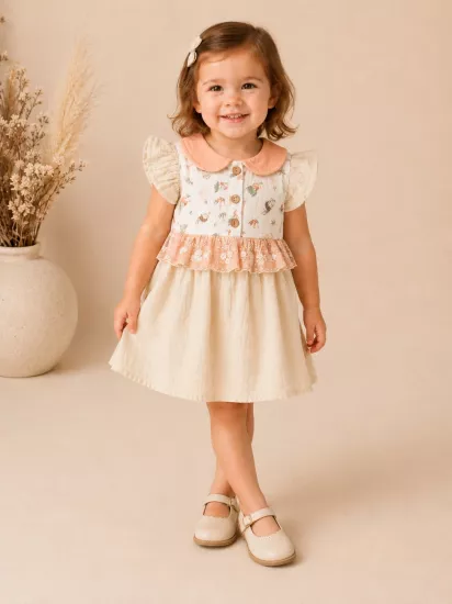 Bebezade 6-24 Ay Rabbit Desenli Kız Bebek Elbise
