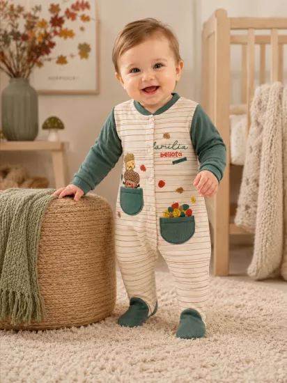 Hoppidik Yeşil Patikli Bebek Tulumu