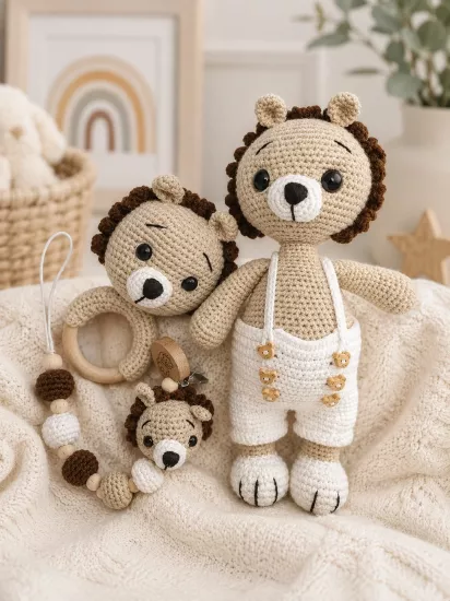 Kişiye Özel Amigurumi Aslan Seti |  BebeGross