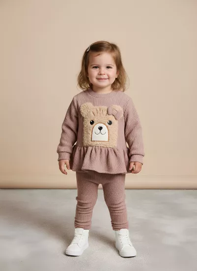 Popshops Ayıcıklı Kız Bebek Takım  | BebeGross